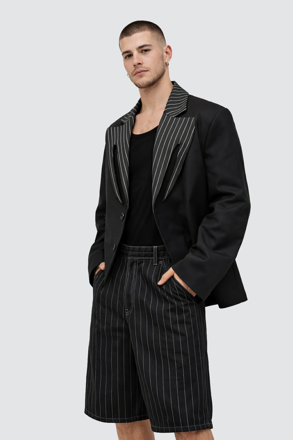 Mimari Yaka Detaylı Blazer Denim Ceket