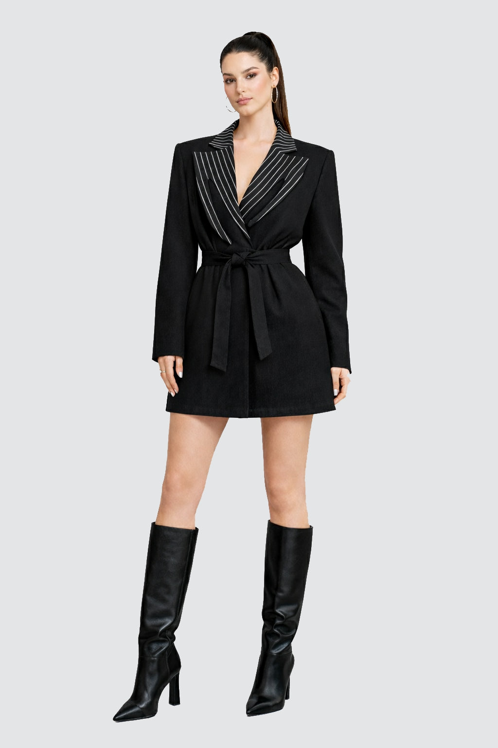 Mimari Yaka Detaylı Blazer Denim Ceket Elbise