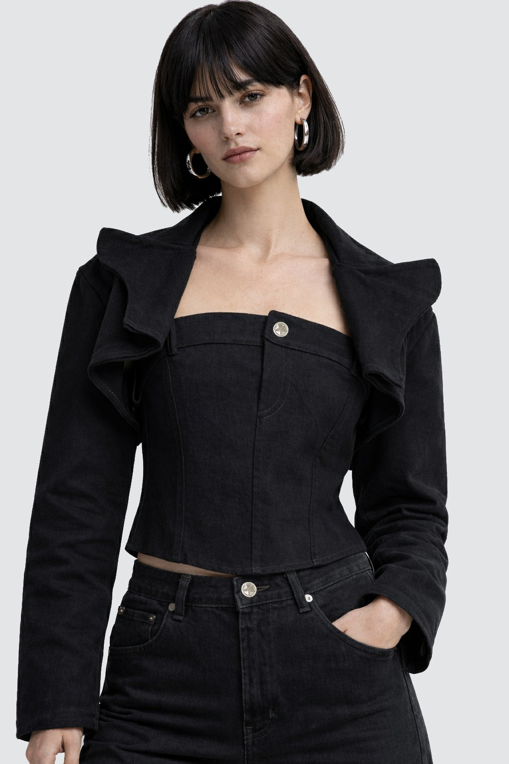 Pantolon Görünümlü Denim Korse