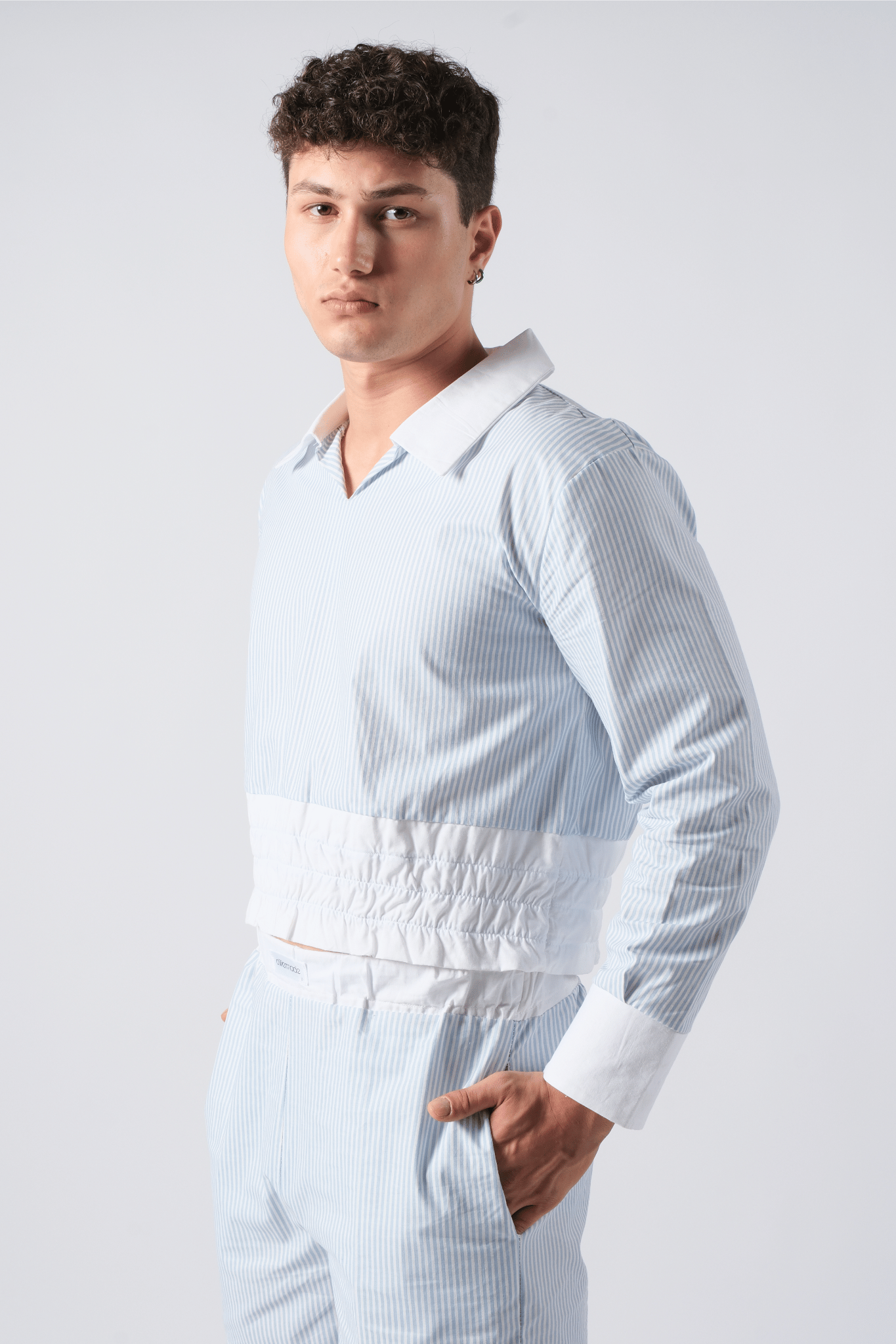 Mavi Çizgili Boxer Görünümlü Şort