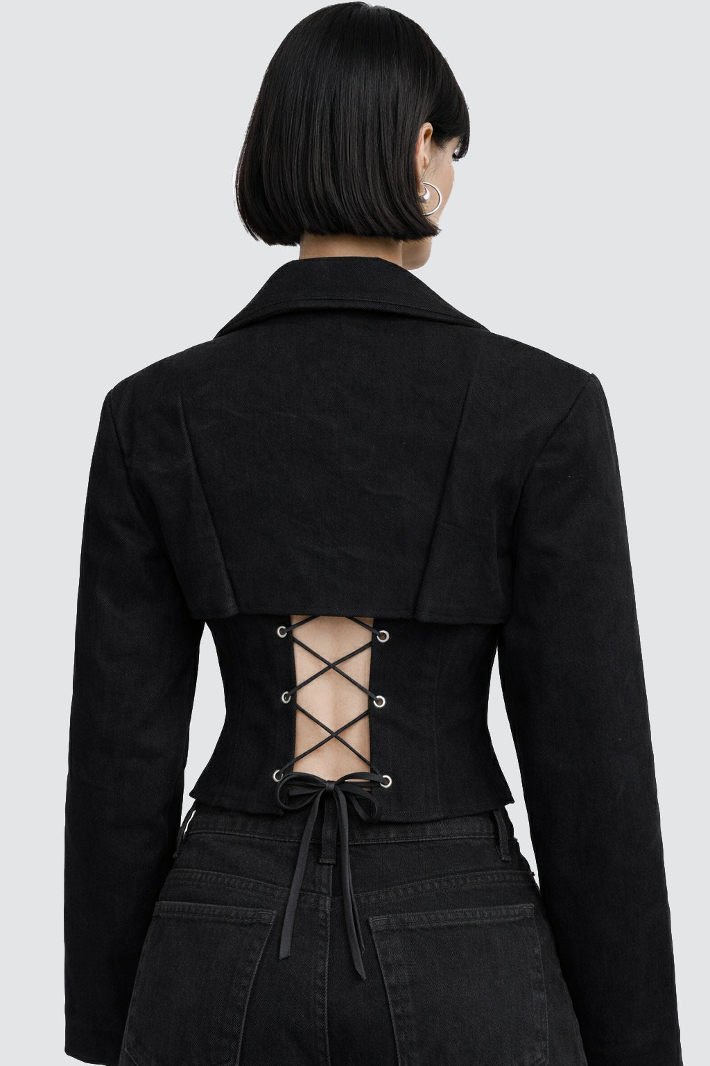 Vatkalı Crop Blazer Denim Ceket