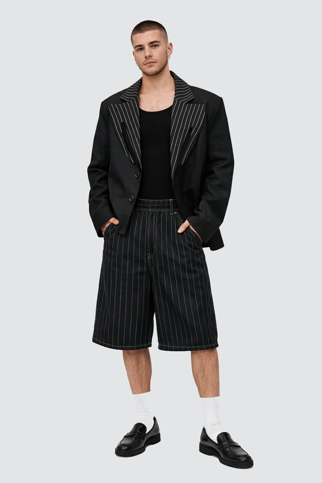 Mimari Yaka Detaylı Blazer Denim Ceket