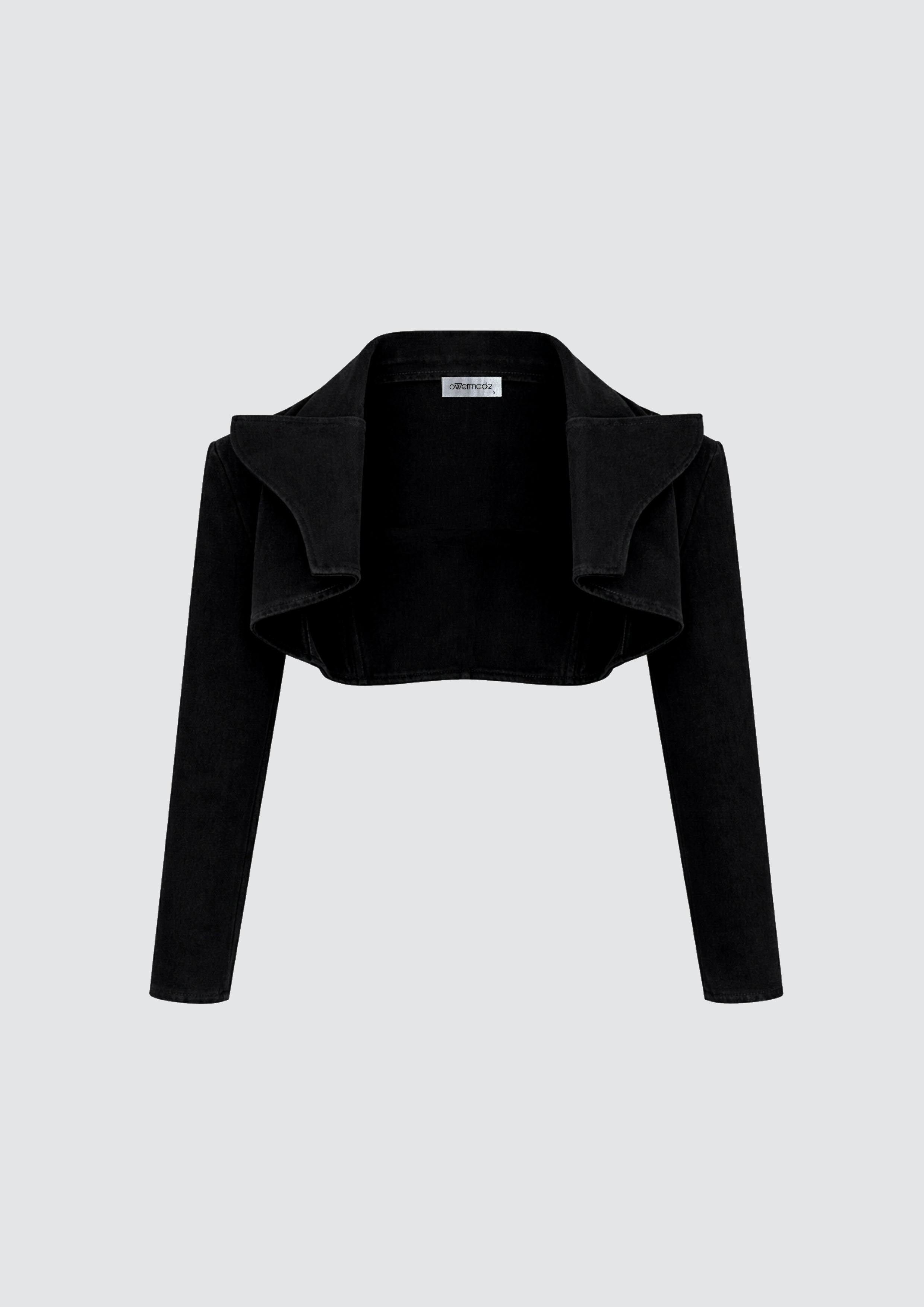 Vatkalı Crop Blazer Denim Ceket