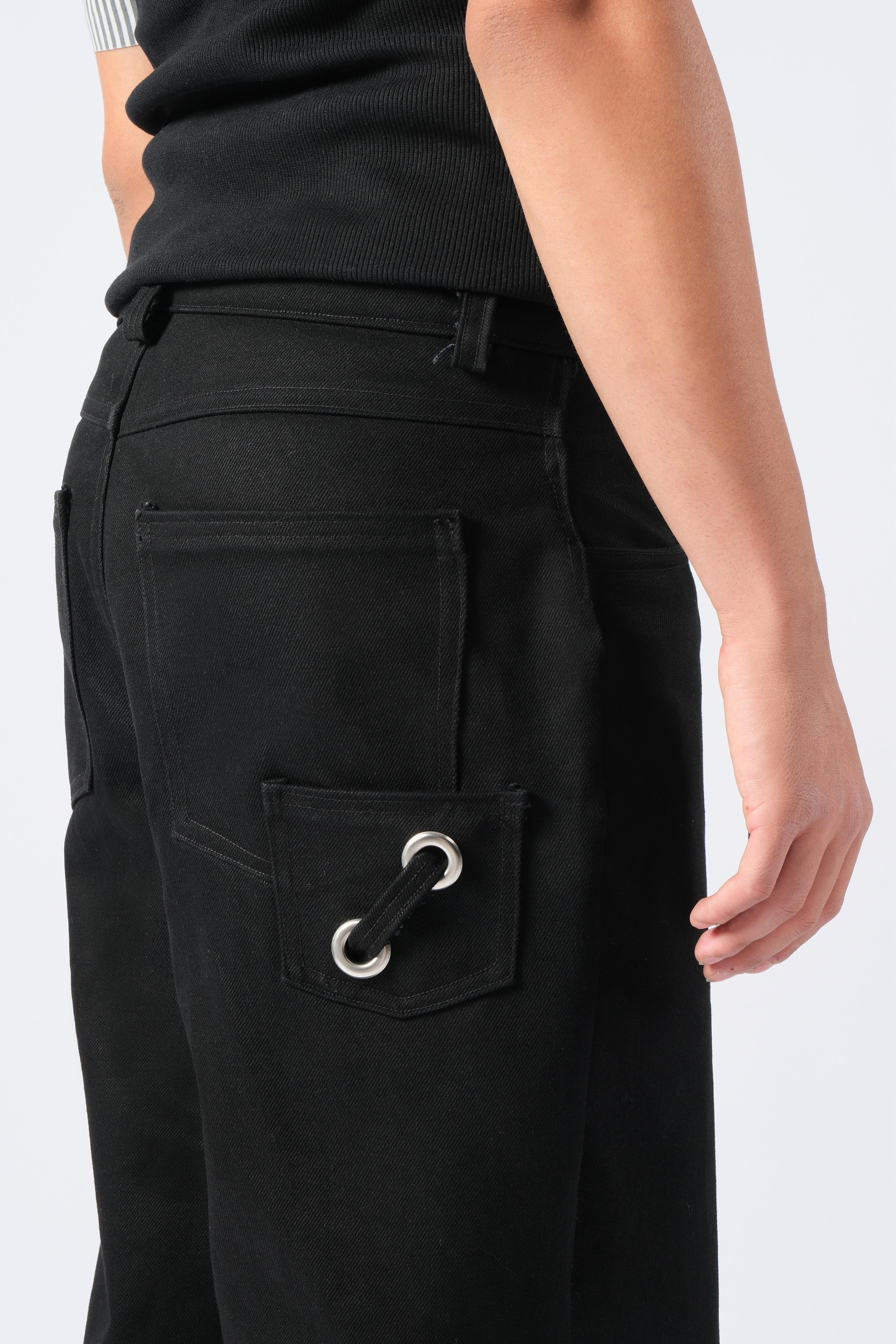 Kuşgözü Detaylı Siyah Baggy Jean