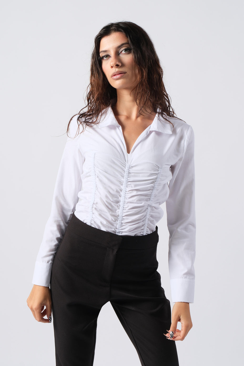 Büzgülü Bodysuit Gömlek